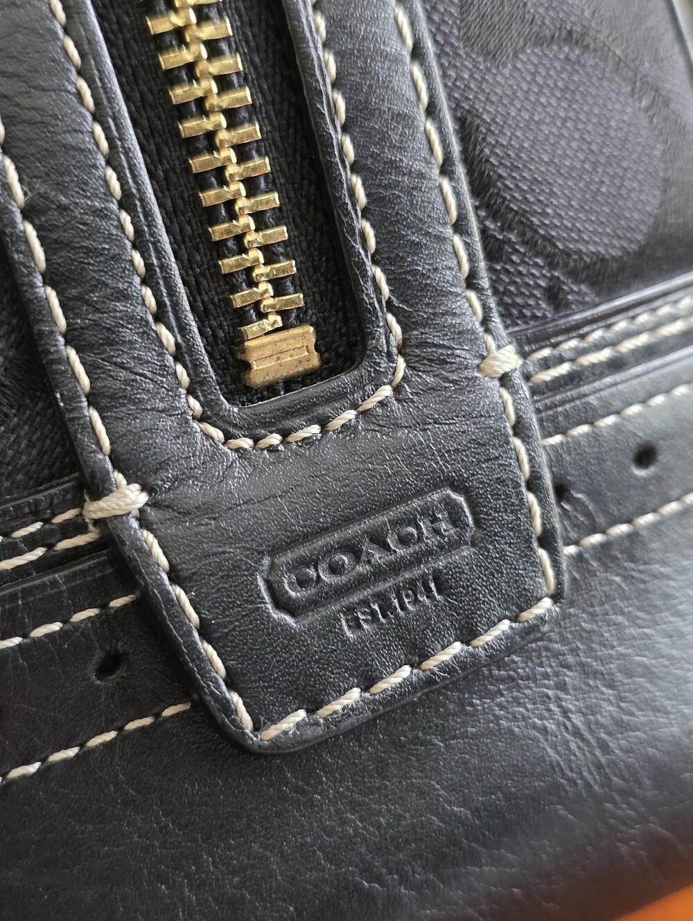 Coach 10532 Hamptons Signature Jacquard Satchel Black Leather Y2K - Picture 6 of 16